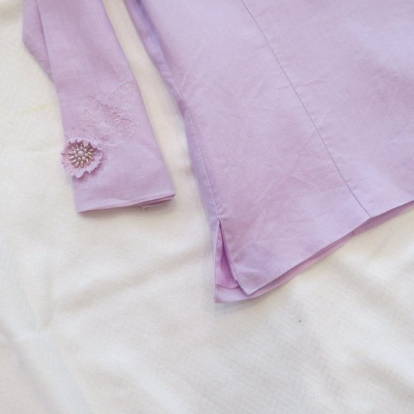 Anne Carson Lavender LINEN Blazer Jacket, Lined Size Small - Picture 4 of 5